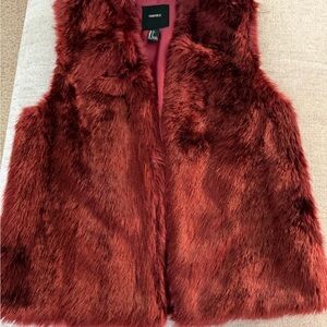 Forever 21 Wine Faux Fur Vest